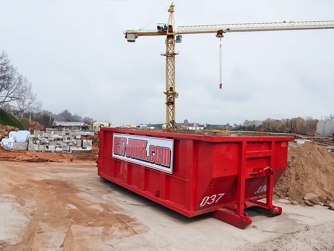 Roll-off dumpster on a construction site