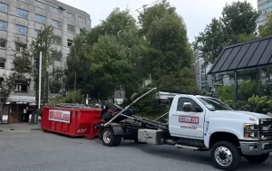 dumpster rental getting unloaded