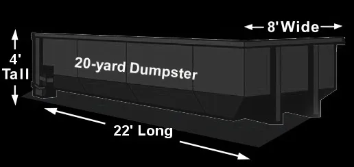 20 yard dumpster with dimensions in feet