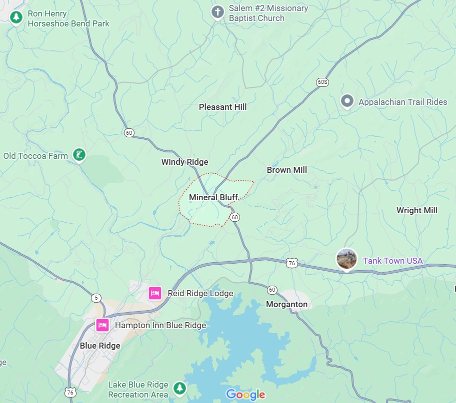 Mineral Bluff, GA in Fannin County Georgia Map picture