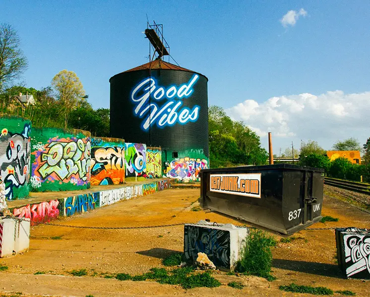 Asheville district with dumpster
