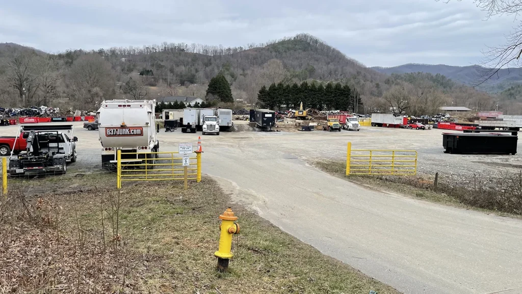 837junk front of exterior entrance that accepts all junk hauled and disposed of onsite